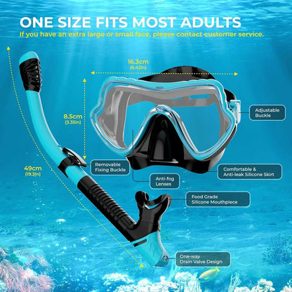 G2RISE SN05 Snorkel Set - Snorkeling Gear Mask with Breath Easy Airflow Tech & Foldable Design for Adults