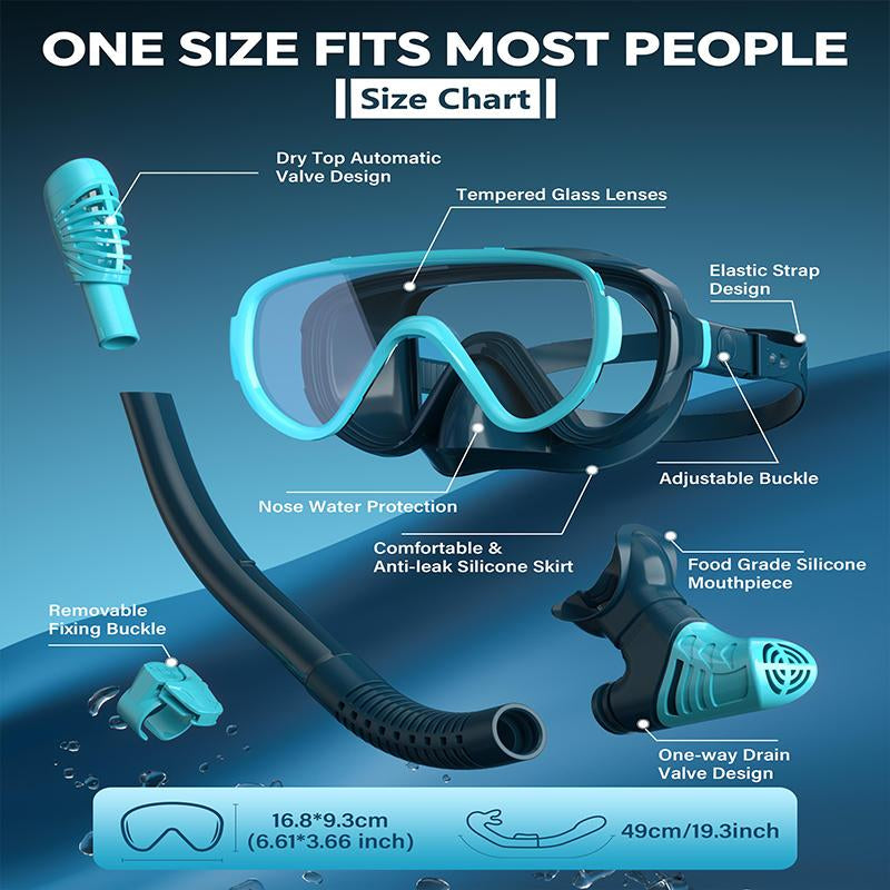 G2RISE SN05 Snorkel Set - Snorkeling Gear Mask with Breath Easy Airflow Tech & Foldable Design for Adults