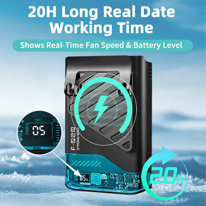 2025 AI Portable Waist Fan Rechargeable with LED Display & 40H Runtime 5 Speed 10000RPM Cooling Personal Clip Fan 33Ft/S Wind Speed Neck Fan for Outdoor Work Camping Farm Jobsite Multi-Use Thin Light Strotig