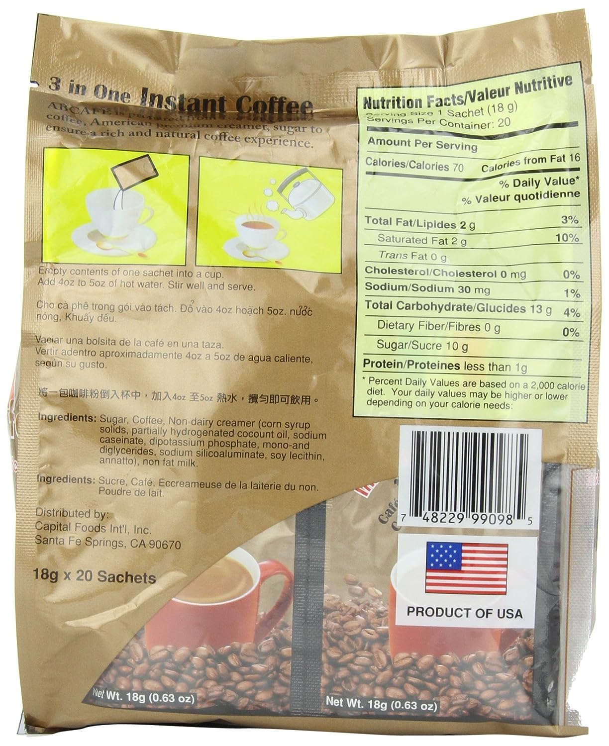 ABCafe 3 in 1 Instant Coffee, Regular, 20-Count