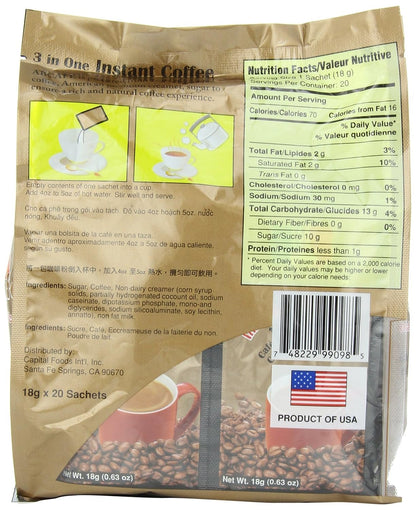 ABCafe 3 in 1 Instant Coffee, Regular, 20-Count