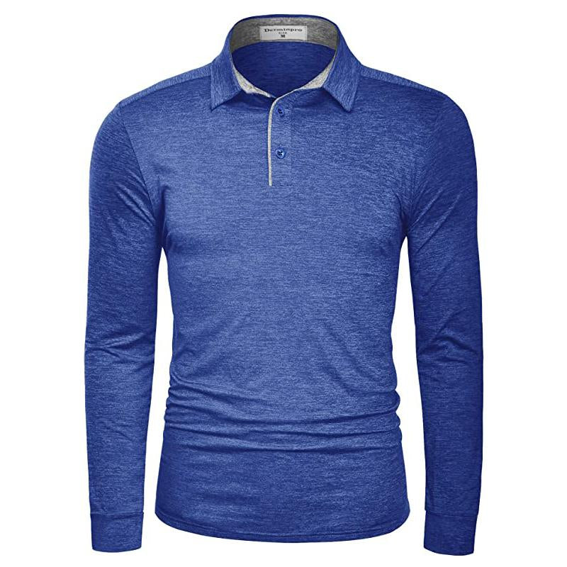 Men'S Solid Shirts New Style Casual Tshirts Polyester Henley Golf Polo Quick Dry Breathable Anit-Wrinkle Full Long Sleeve T-Shrit Tops New Arrival Summer Autumn Tee Menswear Underwear Plain Fabric
