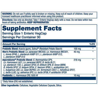 Solaray "Men'S" Mycrobiome Complete Mens Formula 3-In-1 Probiotic (Pre+Pro+Post)-50 Billion CFU Triple Action Formula for Colon Heart Health & Cholesterol Support 30 Vegcaps Supplement Supplement