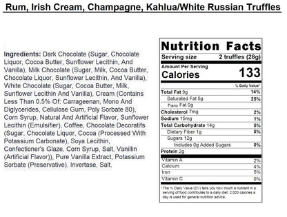 Andy Anand Belgian Chocolate Truffles – 16 Pc Rum, Irish Cream & Kahlua, Gift Box for Him, Perfect Occasion Treat, Made with 60% Chocolate (Cocoa Butter)
