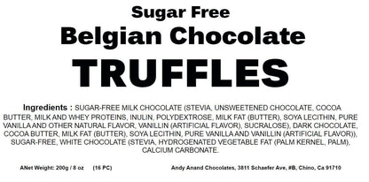 Andy Anand Sugar Free Chocolate Truffles Gift Box – 16 Pc Belgian Delight, 60% Chocolate (Cocoa Butter)
