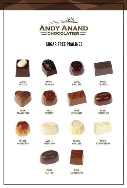 Andy Anand Sugar Free Belgian Chocolate Truffles – 16 Pc Luxury Assorted Flavors, 60% Cocoa Butter