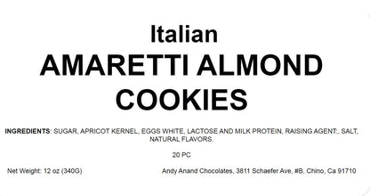 Andy Anand 20 pcs Italian Amaretti Almond Cookies, Chocolate, Peach, Orange. 8 flavors, Baked in Italy, Italian Tradition: Freshly Baked Amaretti Biscuits