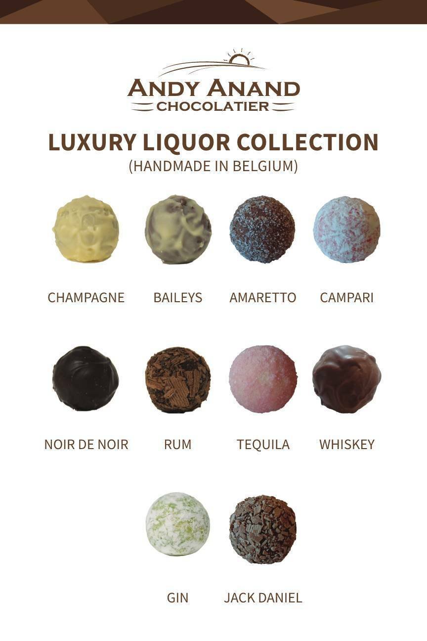 Andy Anand 24 Pc Rum, Irish Cream & Kahlua Belgian Chocolate Truffles Decadent Delicacies: Satisfy Your Cravings, Truffles Gift Box Ideas for Her - Perfect for Any Occasion