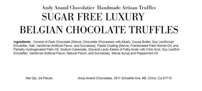 Andy Anand Sugar Free Belgian Chocolate Truffles Gift Box – 48 Pc Handcrafted, Gluten-Free, Diabetic-Friendly European Chocolate, 60% Chocolate (Cocoa Butter)
