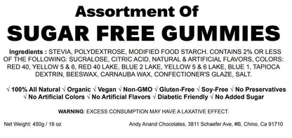 Andy Anand 30 Pc Sugar Free Gummies made with Agar Agar and sweetened with Stevia, Amazing-Delicious Assorted Flavors 7 Oz, Diabetic Friendly Gummies Candy (Shipped Free)