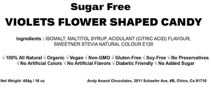 Andy Anand 150 Pc Sugar Free Violets, A Typical Old Candy Dragée Shaped Like A Flower Of Five Petals Made With The Essence Of Violet, Sugar Free Hard Candy - Made in Europe 3.5 Oz - 3 Pack (Shipped Free)