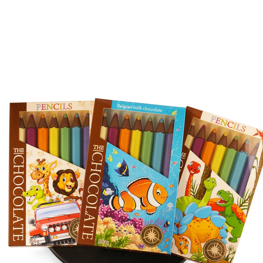Andy Anand Milk Chocolate Crayon Boxes, 3-Pack (21 Pcs) – Fun Kids’ Treats Made with 60% Chocolate (Cocoa Butter), Perfect Gift Box for Special Occasions