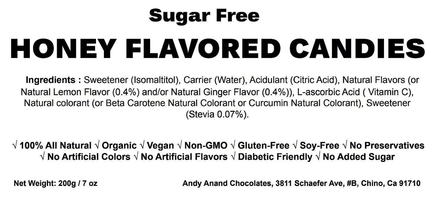 Andy Anand Sugar Free Honey Ginger Candy, Propolis, Vit C 70 Pcs. Flown Fresh from Europe variety pack. Amazing delicious taste. You will not believe it is sugar free 7 oz