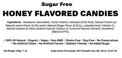Andy Anand Sugar-Free Honey Ginger Candy with Propolis & Vitamin C, 70 pc, 7 oz – Functional European, Keto & Diabetic-Friendly Gift Box