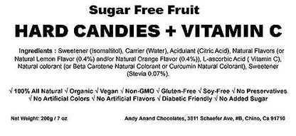 Andy Anand Chocolatier Sugar Free Fruit Candies - Mixed Fruit Hard Candy - Made in Europe, Gluten Free, Individually Wrapped, Stevia Sweetened, Low Calorie Snacks Fruity (80 Pcs, 7 Oz)