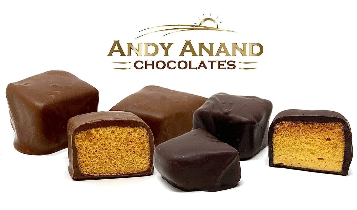 Andy Anand Belgian Honeycomb Milk & Dark Chocolate – 1 lb Handmade Sponge Crunch Delight, Crafted with 60% Chocolate (Cocoa Butter), Perfect Gift Box for Any Occasion
