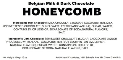 Andy Anand Belgian Honeycomb Milk & Dark Chocolate – 1 lb Handmade Sponge Crunch Delight, Crafted with 60% Chocolate (Cocoa Butter), Perfect Gift Box for Any Occasion