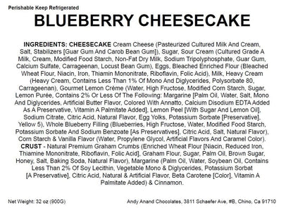 Andy Anand Luxurious Blueberry Cheesecake, 9-Inch, 2 lb – Handcrafted with Real California Cream Cheese, Juicy Blueberries, Birthday Gift