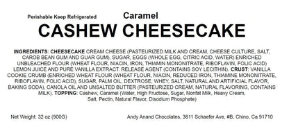 Andy Anand Caramel Cashew Cheesecake, 9-Inch, 2 lb – Handcrafted, Real California Cream Cheese, No Preservatives, Birthday & Holiday Gift