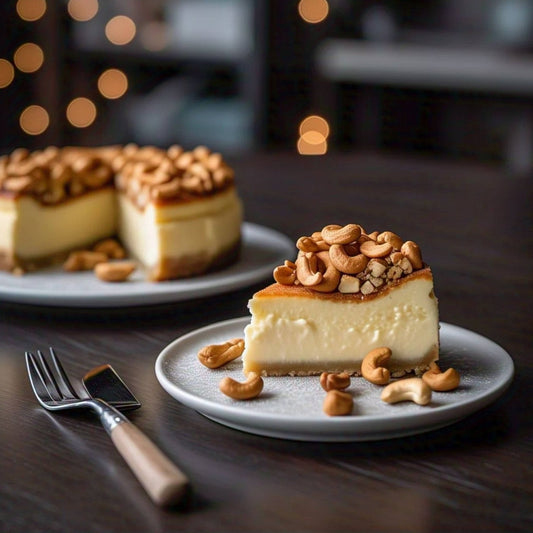 Andy Anand Caramel Cashew Cheesecake 9" - No Bake Required - Indulge in Delicious Cheesecakes - Order Now! (2.6 lbs)