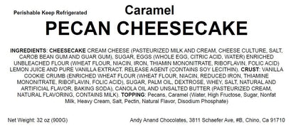 Andy Anand Caramel Pecan Cheesecake 9" | Freshly Baked, All-Natural Homemade Style Cheesecake Near Me Bakery (2.8 lbs)