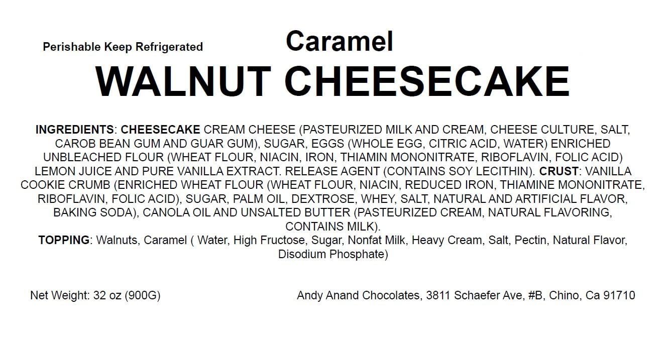 Andy Anand Caramel Walnut Cheesecake 9" - Made Fresh in Traditional Way, Cheesecake Near Me Delivery with Real Home Made Taste (2.6 lbs)