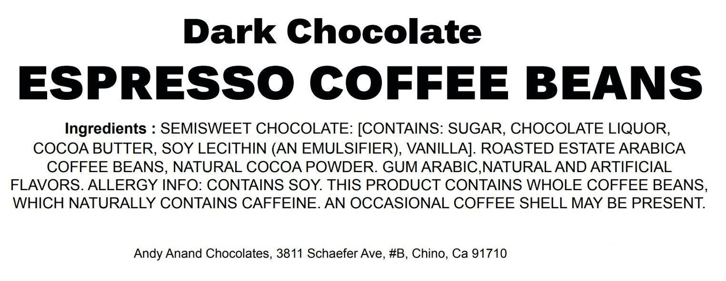Andy Anand Vegan Dark Chocolate Coffee Espresso Beans – 1 lb “Irresistible Chocolate Bliss” Gift Box, Decadent Treats Made with 60% Chocolate (Cocoa Butter)
