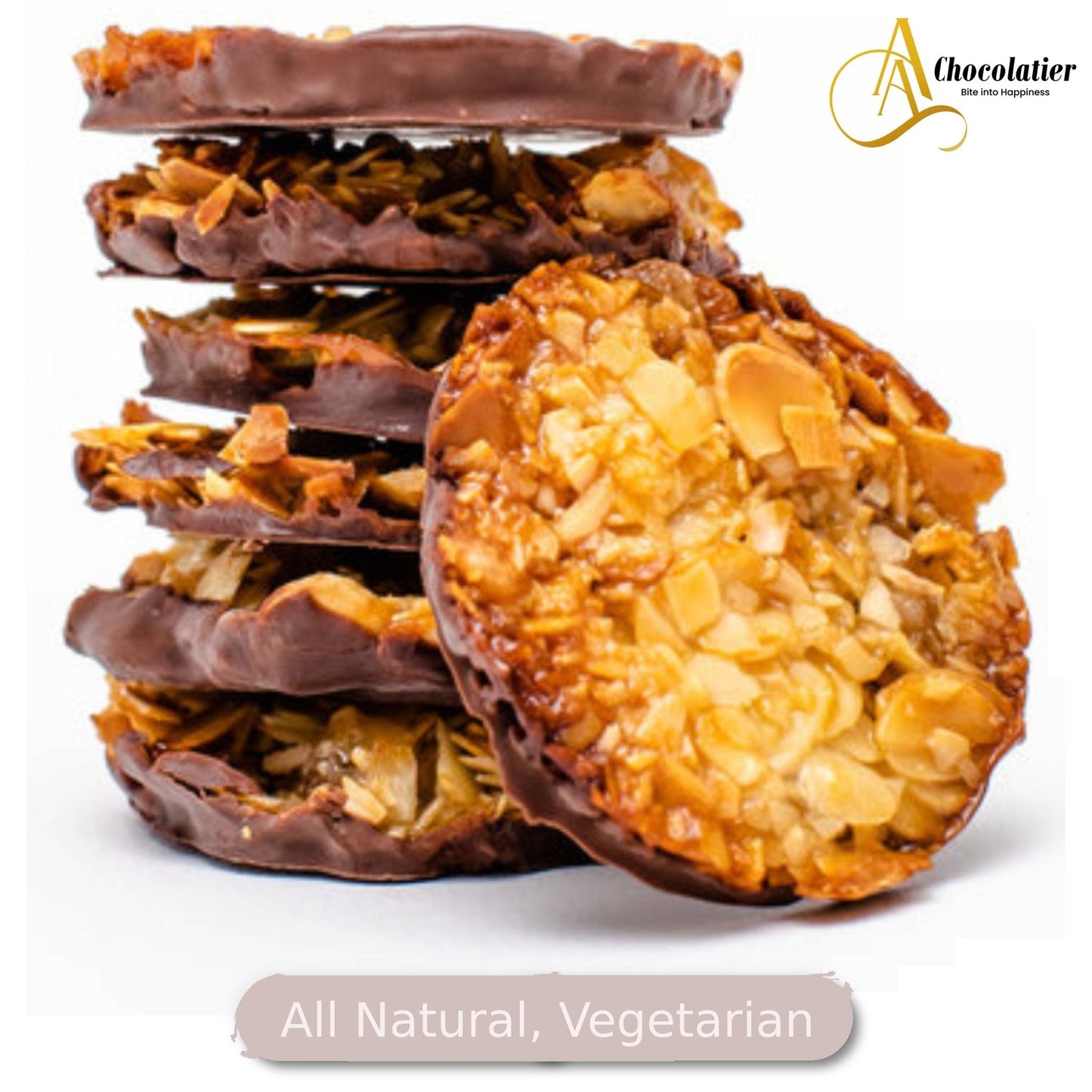 Andy Anand Dark Chocolate Florentine Biscuit Cookies Orange Almond 24 Pcs