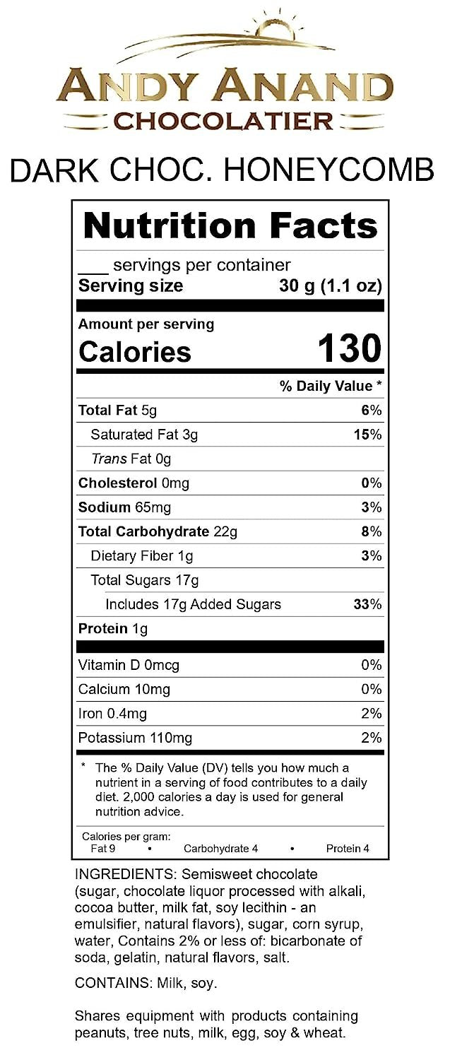 Andy Anand Honeycomb Vegan Dark Chocolate 1 lb – 60% Chocolate, Tempting Chocolates for Every Palate, Gift Box for Special Treats