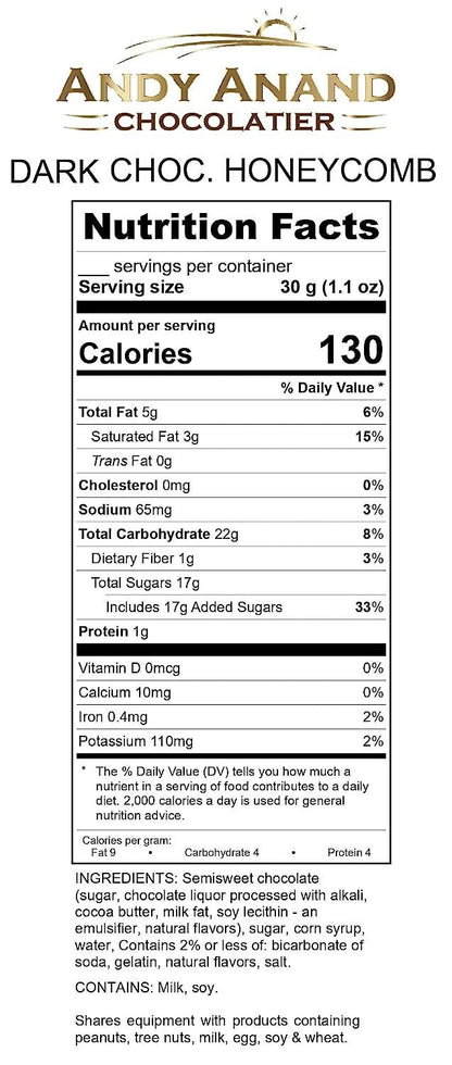 Andy Anand Honeycomb Vegan Dark Chocolate 1 lb – 60% Chocolate, Tempting Chocolates for Every Palate, Gift Box for Special Treats