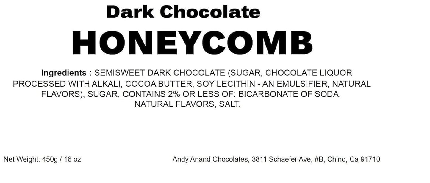Andy Anand Honeycomb Vegan Dark Chocolate 1 lb – 60% Chocolate, Tempting Chocolates for Every Palate, Gift Box for Special Treats