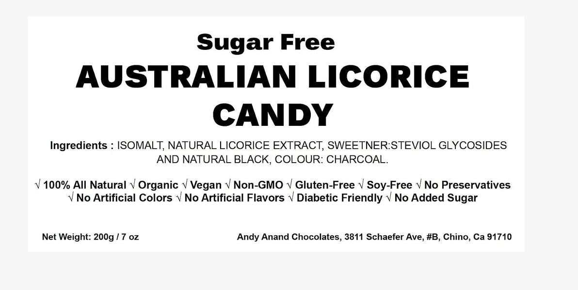 Andy Anand Chocolatier Sugar Free Australian Licorice Hard Candy - Made in Europe Naturally Sweetened with Stevia, Individually Wrapped Licorice With No Artificial Flavors (7 Oz)