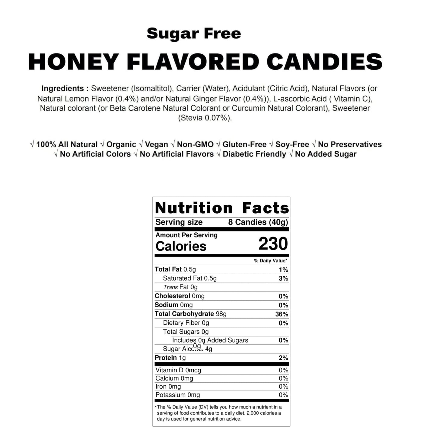 Andy Anand Delicious 170 Pc Sugar Free Honey Candy - Made in Europe Hard honey flavoured candies - A Delicious and Unique Treat, Bursting with Flavor and Irresistible Taste - 1 lbs (Shipped Free)
