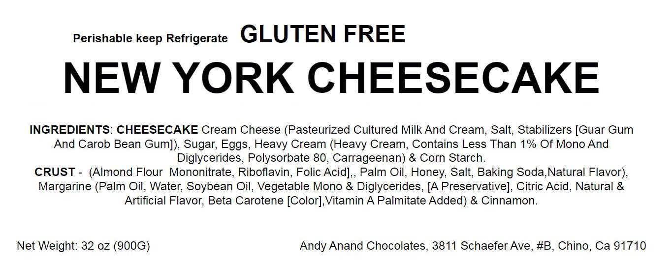 Andy Anand Delicious Gluten Free Cheesecake  9" - A Delicious Newyork Cheese Cake Desserts with Fresh Cream (2 lbs)