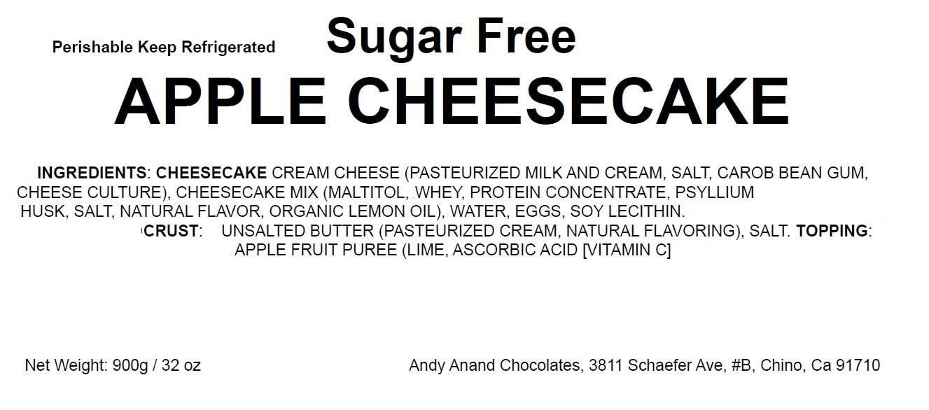Andy Anand Delicious Sugar Free Gluten Free Apple Cheesecake 9" - Daily Baked, Ready To Serve, Best Cheese Cake Near Me For Celebrations & Dessert Lovers (2.6 lbs)