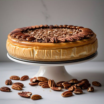 Andy Anand Gluten-Free Caramel Pecan Cheesecake, 9-Inch, 2.8 lb – Freshly Baked, California Cream Cheese, No Preservatives, Birthday Gift