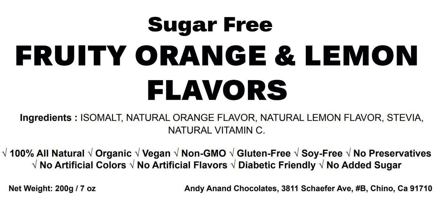Andy Anand Chocolatier Sugar Free Orange & Lemon Hard Candy - Tangy Orange & Lemon Mixed Flavor - Made in Italy Individually Wrapped Gluten Free Enhanced with Vitamin C, Lemon Hard Candy Keto Stevia Sweetened Candy (7 Oz)