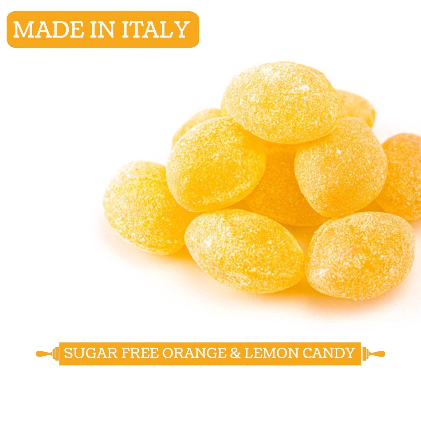 Andy Anand Delicious Sugar Free Fruity Orange & Lemon Flavors, Stevia Candy for Diabetics Irresistible Taste, European Imported Sugar Free Hard Candy - A Delicious Treat 7 Oz