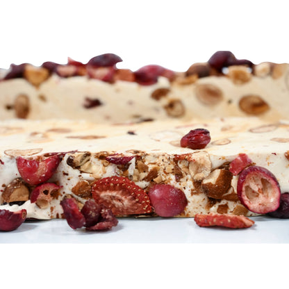 Andy Anand Deliciously Divine Red Fruit Almond Nougat - Brittle Nougat Turron with Wildflower Honey - European Turron Candy - A Traditional Spanish Treat & Sweet Delights – 7 Oz