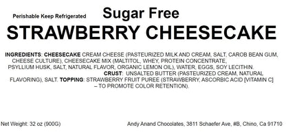 Andy Anand Sugar Free Gluten Free Strawberry Cheesecake 9" - No Preservatives or Chemicals, Creamily Topped, Best Cheesecake Near Me For Celebrations & Dessert Lovers (3.4 lbs)