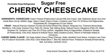 Andy Anand Sugar-Free Cherry Cheesecake, 9-Inch, 3.4 lb – Diabetic-Friendly, Freshly Baked, California Cream Cheese, All-Natural Gift Box