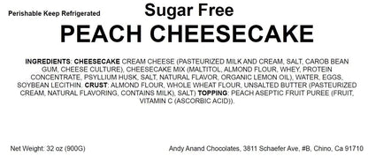 Andy Anand Deliciously Indulgent Sugar Free Peach Cheesecake - Made With Real Fruits, Indulge in Best Cheese Cake Near Me For Celebrations & Dessert Lovers (2.6 lbs)