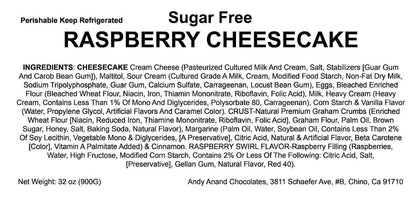 Andy Anand Deliciously Indulgent Sugar Free Raspberry Cheesecake - All Natural Ingredients & Cream, Best Cheese Cake For Celebrations & Dessert Lovers (2 lbs)