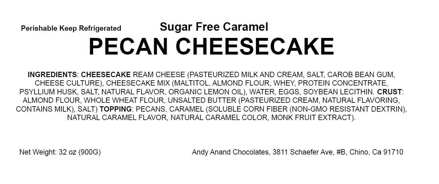 Andy Anand Sugar-Free Caramel Pecan Cheesecake, 9" & 2.8 lbs, No Added Sugar, A Timeless Dessert, Best Cheese Cake Near Me For Celebrations & Dessert Lovers