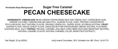 Andy Anand Sugar-Free Caramel Pecan Cheesecake, 9-Inch, 2.8 lb – Diabetic-Friendly, Fresh California Cream Cheese, All-Natural Gift Box
