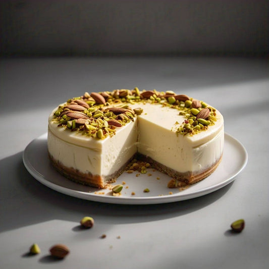 Andy Anand Deliciously Sugar Free Pistachios Almond Cheesecake - Made with California Almonds, Best Cheese Cake Near Me For Thanksgiving Celebrations & Dessert Lovers (2 lbs)