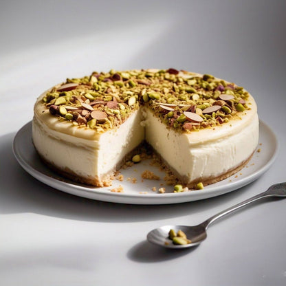 Andy Anand Deliciously Sugar Free Pistachios Almond Cheesecake - Made with California Almonds, Best Cheese Cake Near Me For Thanksgiving Celebrations & Dessert Lovers (2 lbs)