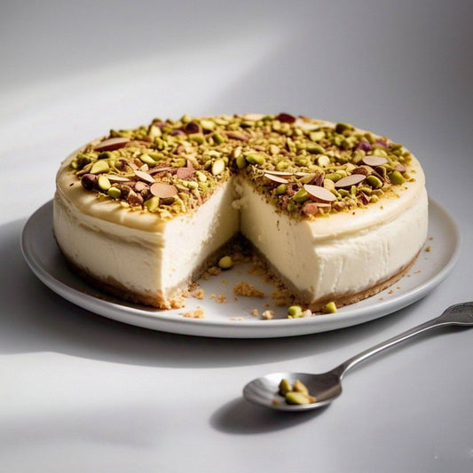 Andy Anand Deliciously Sugar Free Pistachios Almond Cheesecake - Made with California Almonds, Best Cheese Cake Near Me For Thanksgiving Celebrations & Dessert Lovers (2 lbs)