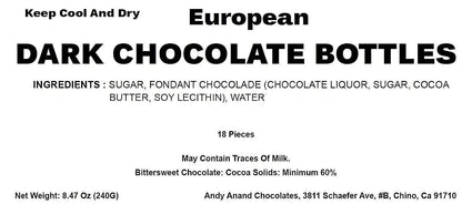 Andy Anand Liquor Filled Chocolate Bottles – Vegan Dark Chocolate ,Beer Flavor, 18 Pcs, Made with 60% Chocolate (Cocoa Butter)