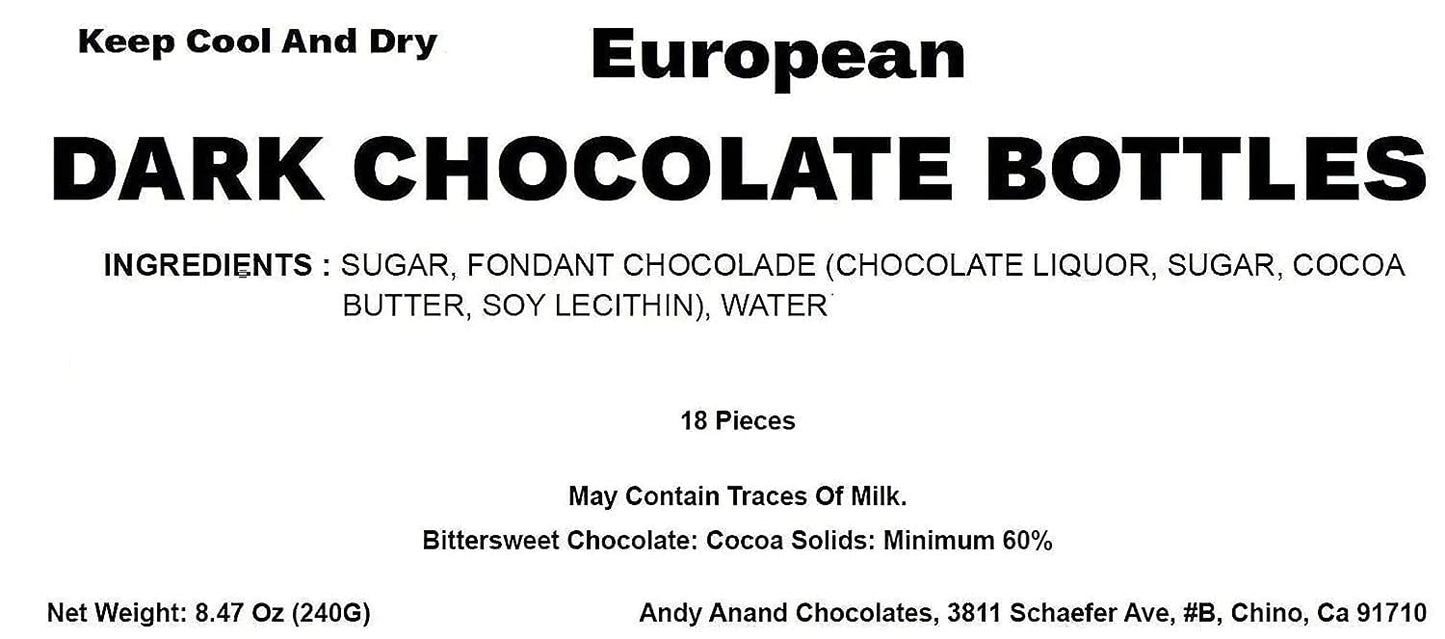 Andy Anand Liquor Filled Chocolate Bottles – Vegan Dark Chocolate ,Beer Flavor, 18 Pcs, Made with 60% Chocolate (Cocoa Butter)